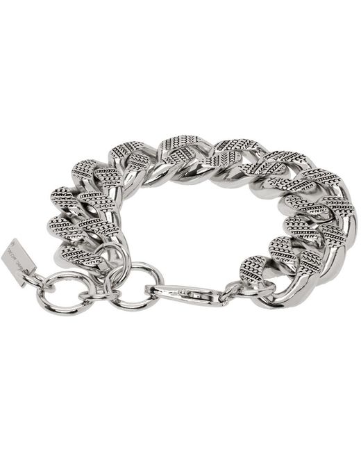 Marc Jacobs Black Silver Monogram Chain Link Bracelet