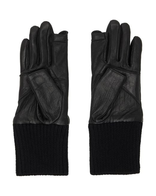 Rick Owens Black Tower Rib Cuff Gloves for men