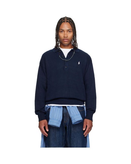 Polo Ralph Lauren Blue Cotton Long Sleeve Polo for men