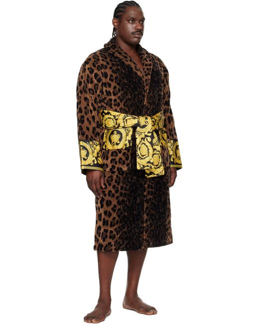 Sortie-De-Bain Brun Et Noir À Motif Wild Barocco Versace pour homme en coloris Black