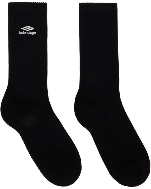 Balenciaga Black 3b Sports Icon Socks for men