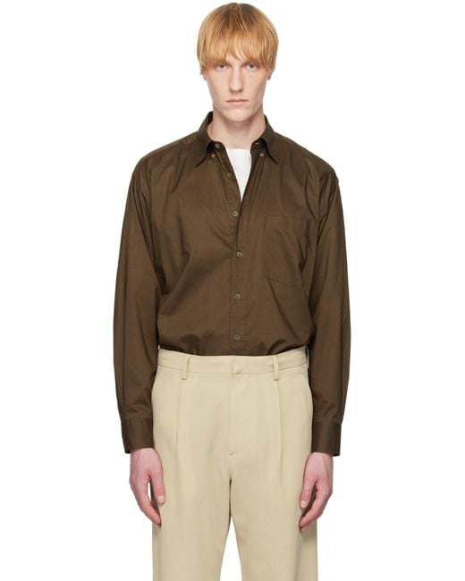 Auralee Brown Washed Finx Typewriter Button Down Shirt for men