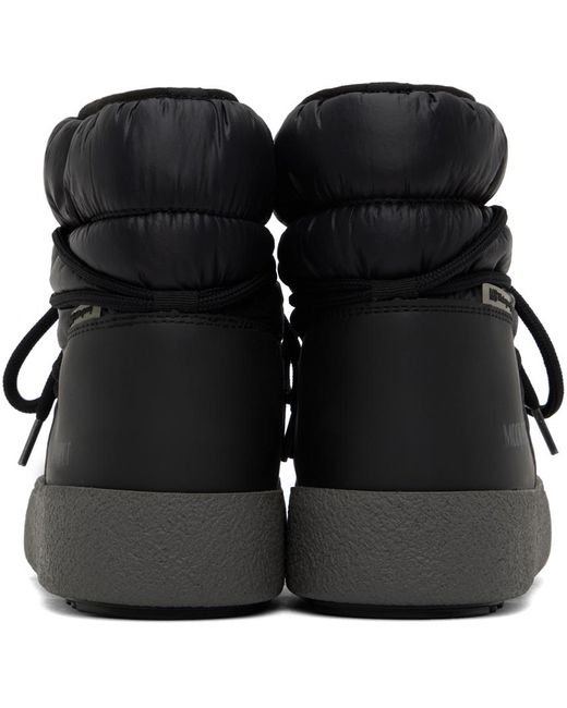 Moon Boot Black Ltrack Quilted Shell And Faux Leather Snow Boots