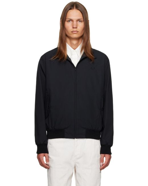 Fred Perry Black Stand Collar Jacket for men