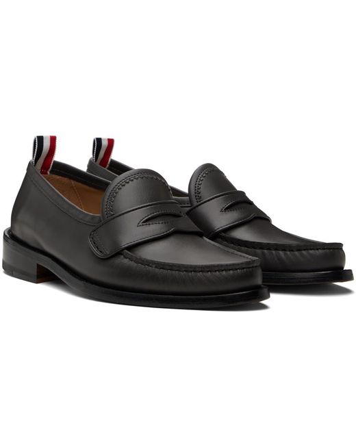Thom Browne Black Gray Pleated Varsity Loafers for men