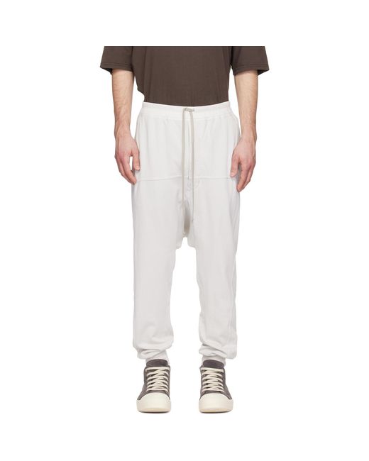 Rick Owens White Off- Temple Drawstring Lounge Pants for men