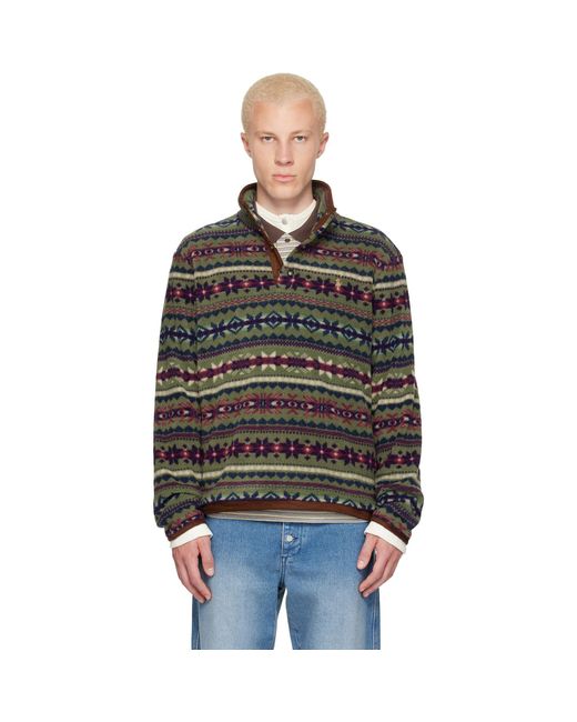 Polo Ralph Lauren Black Patterned Fleece Sweater for men