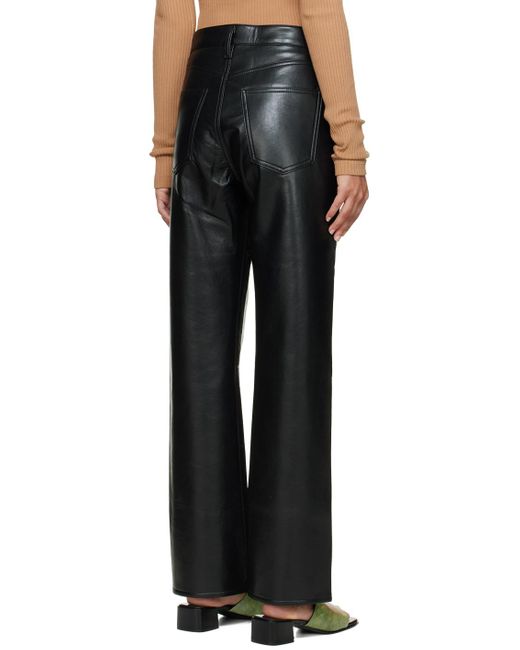 Agolde Black Ae Recycled Leather Relaxed Boot Trousers
