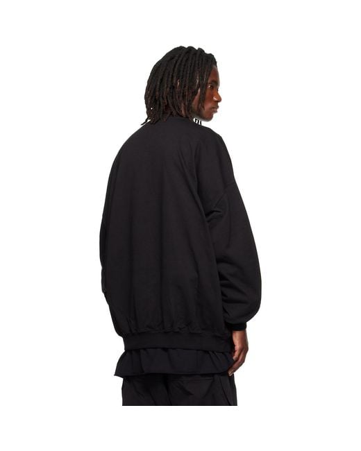 Rick Owens Black Tower Hun Crewneck Sweatshirt for men