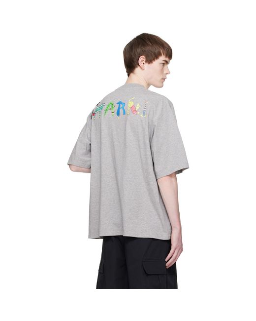 Marni Gray Cotton Animal Alphabet I Print' T-Shirt for men