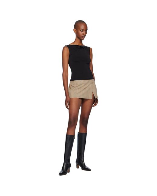 Miaou Black Check Twill Mini Skirt