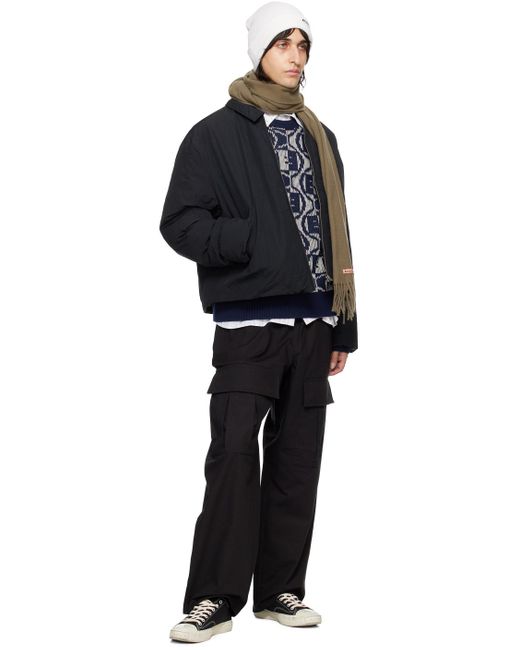Acne Black Embroidered Cargo Pants for men