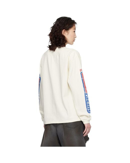 Rhude White Off- Split Petrol Logo Ls T-Shirt