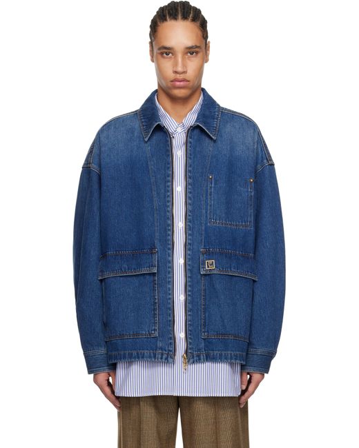 Blouson Bleu En Denim À Glissière Wooyoungmi pour homme en coloris Blue