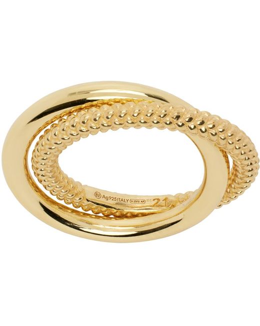 Bottega Veneta Metallic Gold Intreccio Interlocking Ring for men