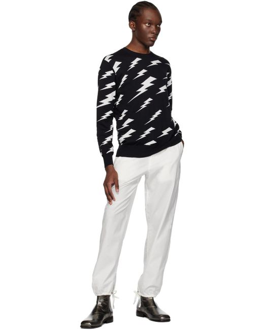 Neil Barrett Black Raining Bolts Sweater for men