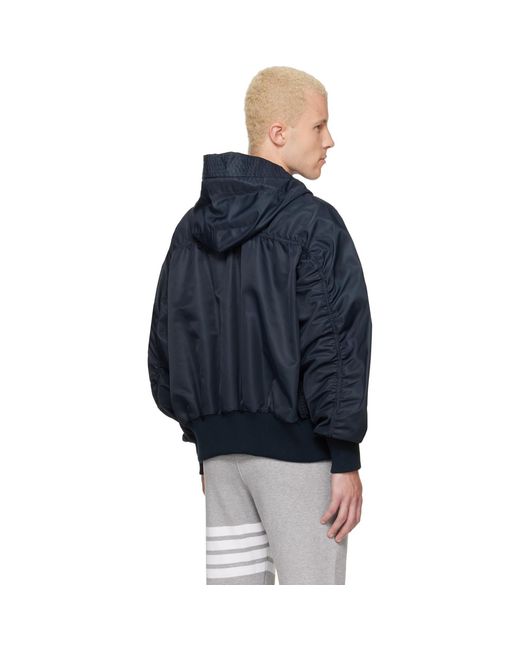 Thom Browne Blue Tech Twill Blouson Jacket for men