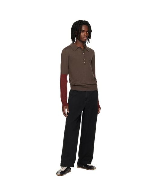 Entire studios Black Split Sleeve Polo for men