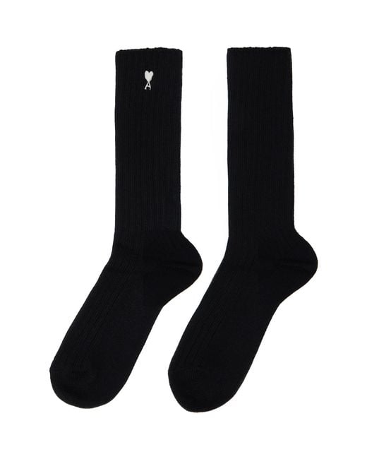 AMI Black Three-Pack Ami De Coeur Socks for men