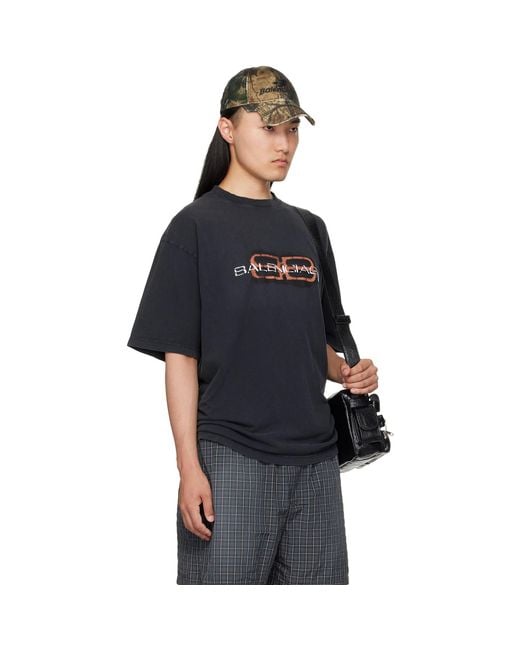 Balenciaga Black Bb Stencil T-shirt for men