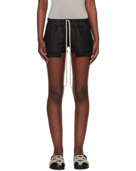 Rick Owens レディース ブラック Temple Fog レザーショートパンツ