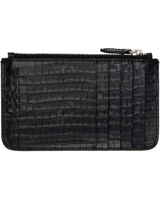 Vivienne Westwood Black Half Moon Croc-Embossed Card Holder for men