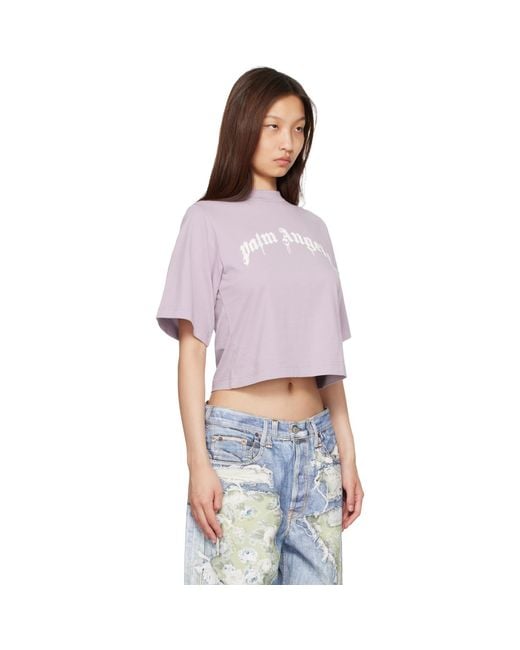 Palm Angels Purple Dripping Curved Logo Boxy T-Shirt