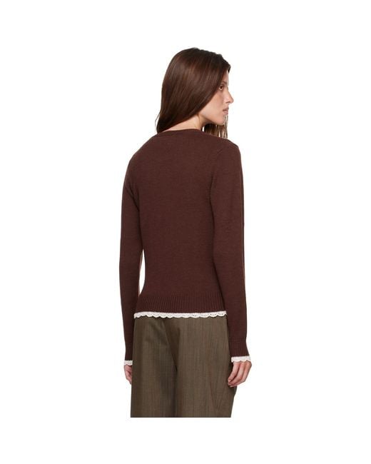Ganni Brown Crewneck Wool Sweater