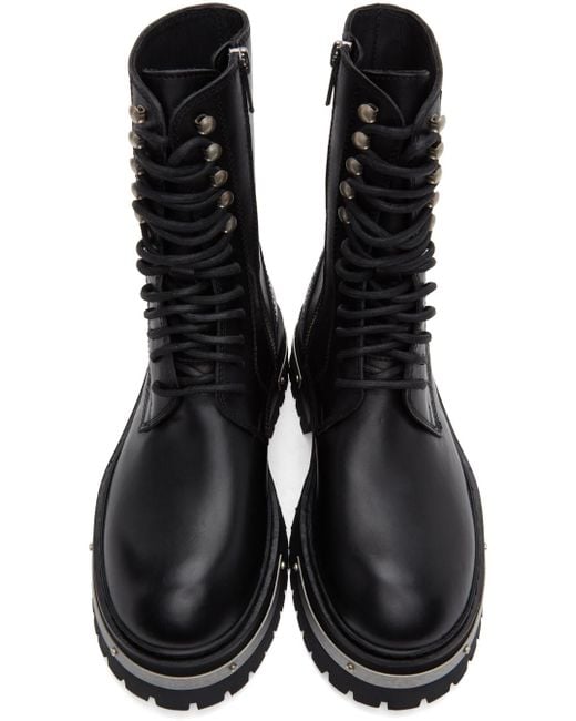 Ann Demeulemeester Black & Silver Oversized Sole Tucson Lace-up Boots