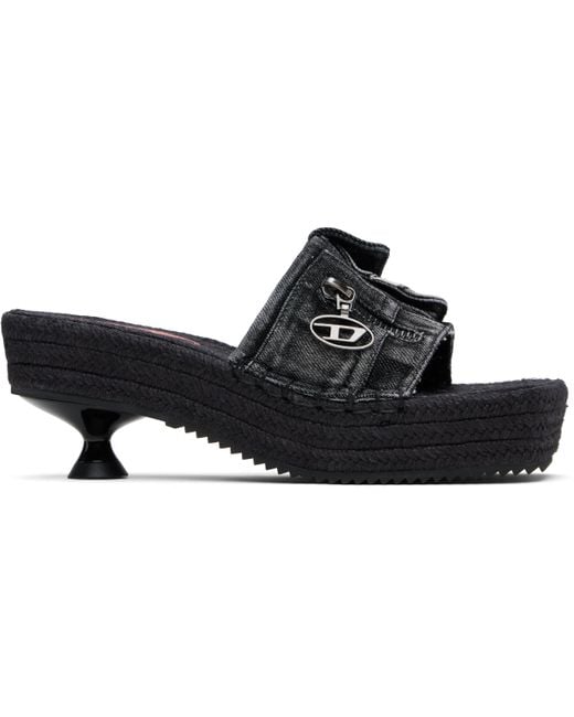 DIESEL D-Ibiza 40 Pck Heeled Sandals in Black | Lyst