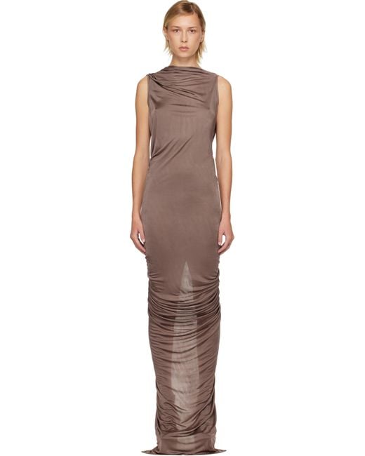 Rick Owens Black Taupe Concordians Eva Maxi Dress