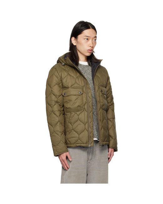 Barbour Green Khaki Re-Engineered Hooded Spey Quilted Jacket for men