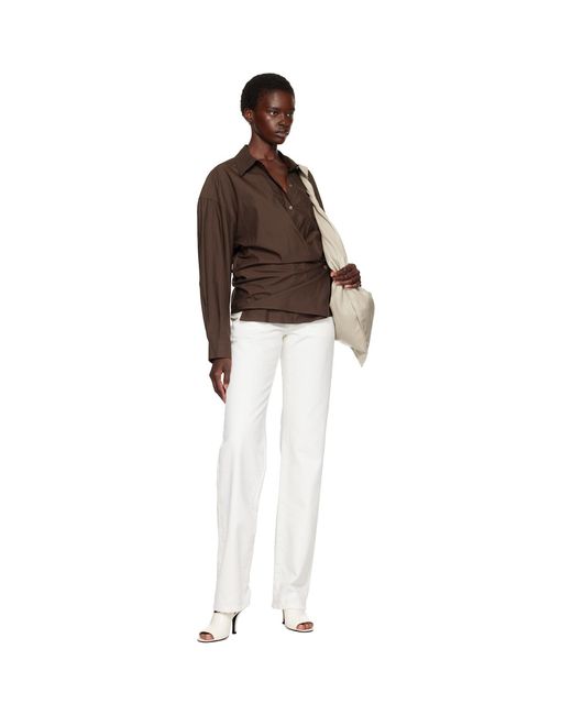 Lemaire Brown Straight Collar Twisted Shirt