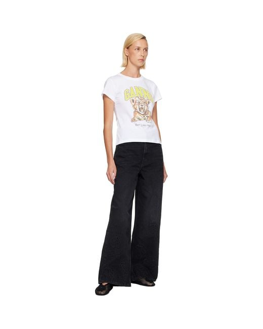 Ganni White Tiger Baby Fit T-Shirt