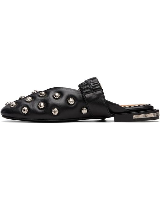 Toga Black Studded Leather Flats