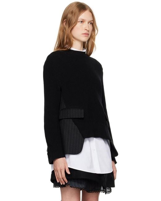 Sacai Black Paneled Sweater