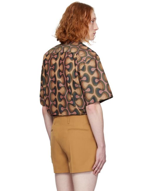 Dries Van Noten Brown Multicolor Printed Shirt for men