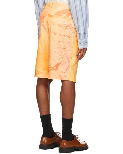 Feng Chen Wang Orange Phoenix Shorts for men