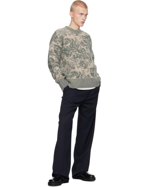 AMI Gray Alpaca Mohair Jacquard Crewneck for men