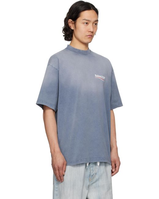 メンズ Balenciaga ブルー Political Campaign ミディアムフィット Tシャツ Blue