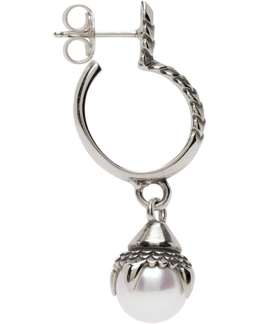 Boucle d'oreille à anneau unique argentée à perle Emanuele Bicocchi pour homme en coloris White
