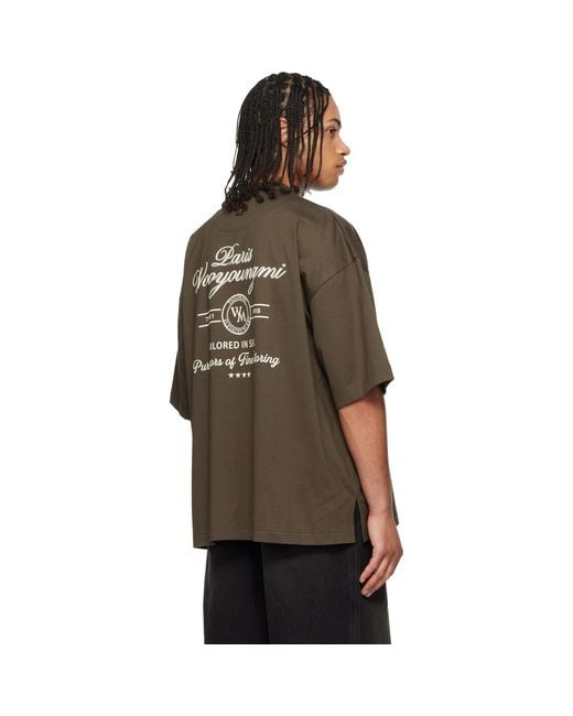 Wooyoungmi Brown Khaki Lettering Graphic T-Shirt for men
