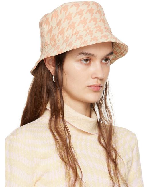 Burberry Brown Pink Houndstooth Bucket Hat