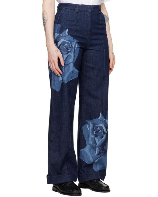 KENZO Blue Indigo Paris Rose Tailored Jeans