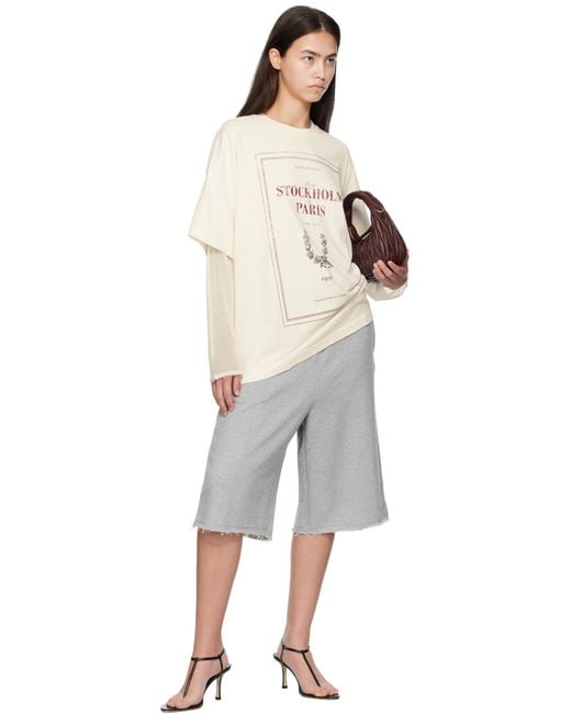Acne Natural Off- Layered Print T-Shirt