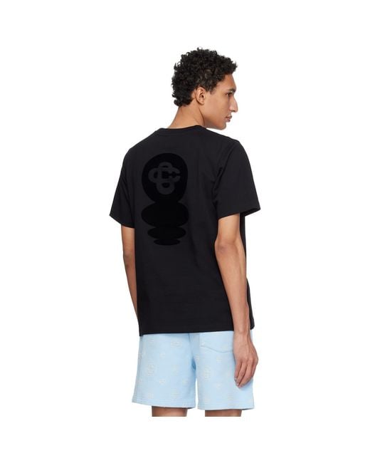 Casablanca Black Squash Logo Flock Short Sleeve T‑Shirt for men