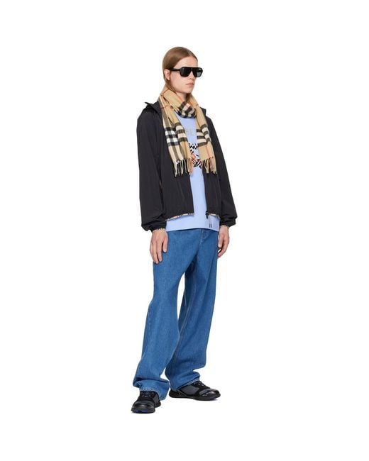 Burberry Blue Nylon Hooded Jacket for men