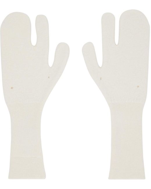 MM6 by Maison Martin Margiela Off-white Felted Knit Gloves for men