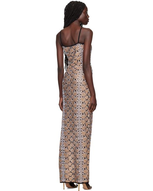 Robe longue dorée à motif peau de serpent Balmain en coloris Black