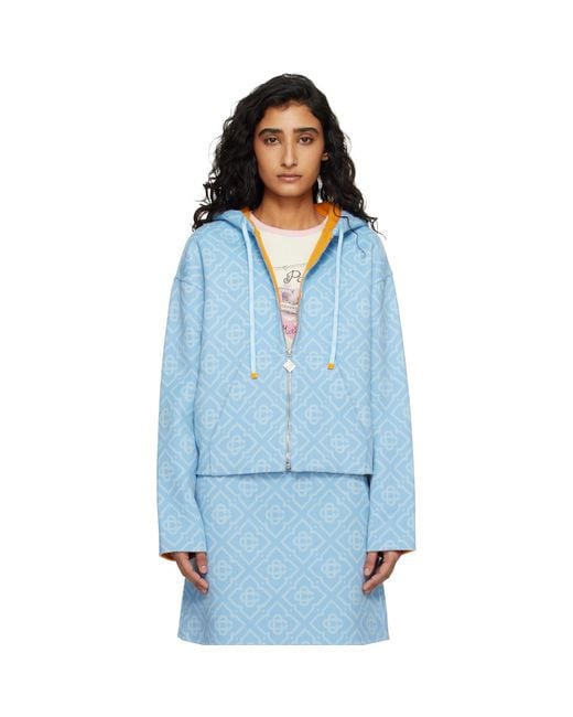 Casablanca Blue Double Faced Wool Hoodie
